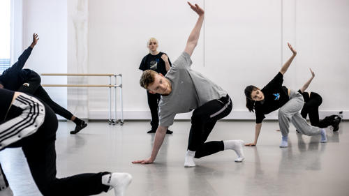 Group of dancers rehearsing