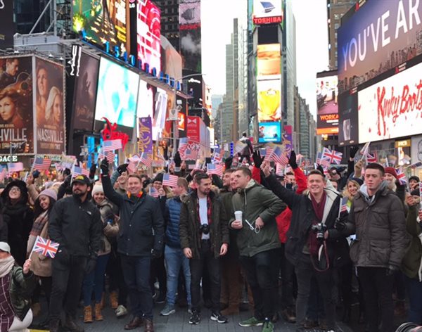 1,000 DMU students gather in New York's Times Square to fly the flag ...