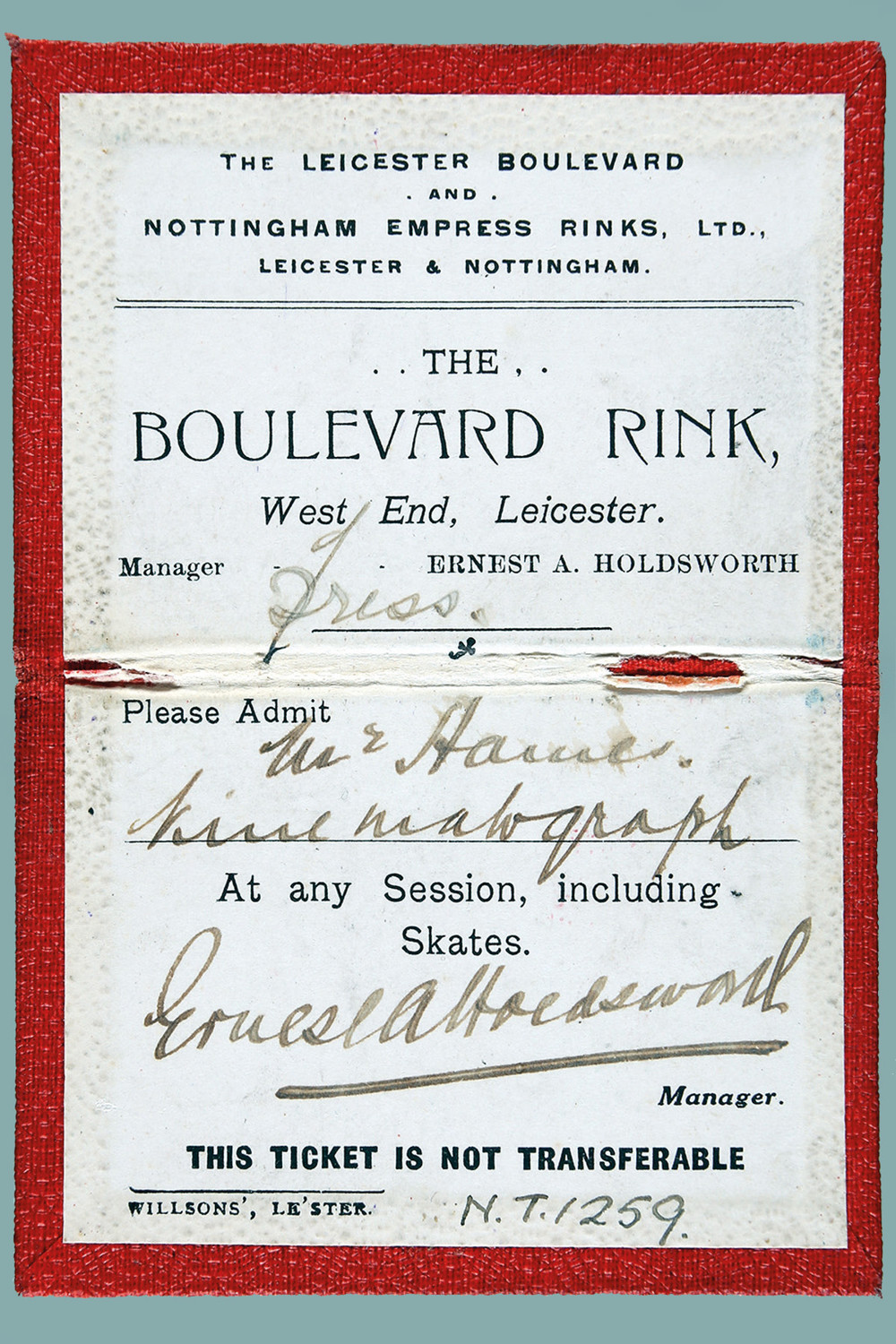 Inside a ticket for The Boulevard Rink.
