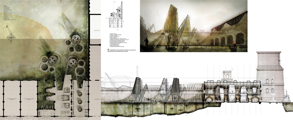Ecological Research & Macro Algae Monitoring Facility, architectural concept drawing, Christopher Chrisophi, 2011