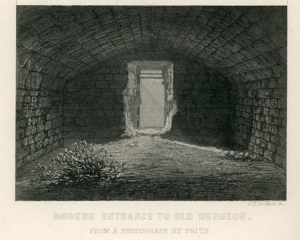 View of stairwell down to John of Gaunt's cellar from An account of Leicester Castle, 1859, James Thompson