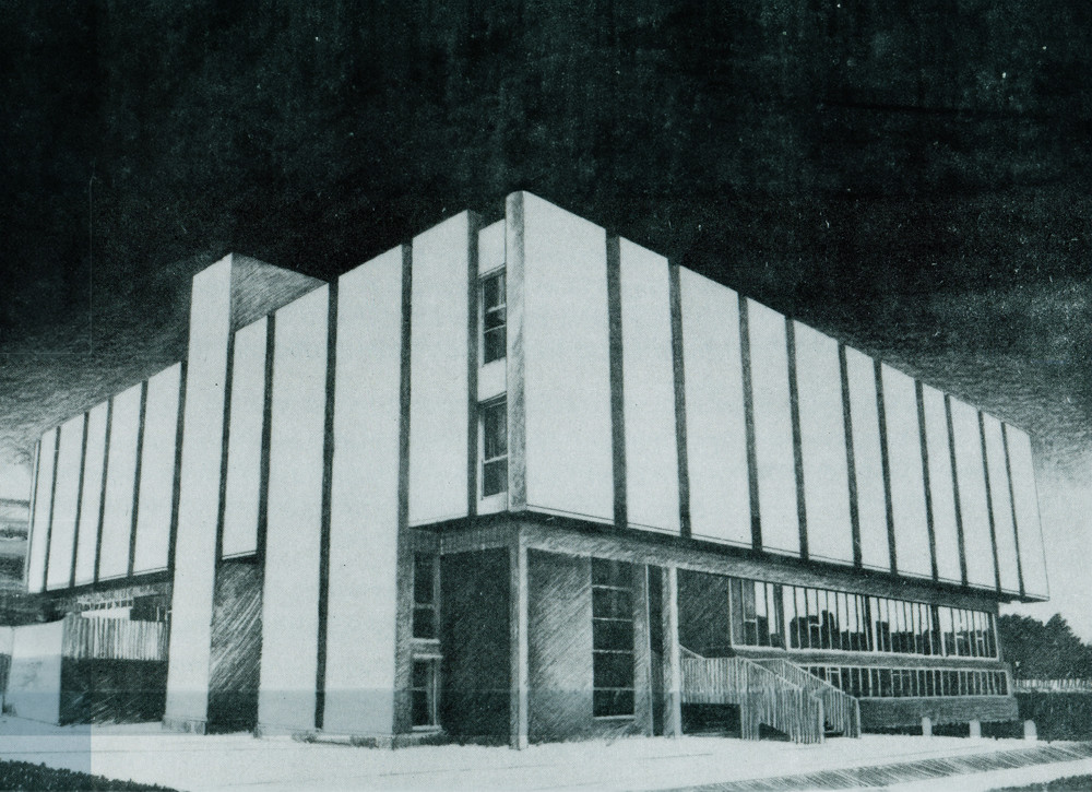 Concept design for the Kimberlin Library, before 1977.