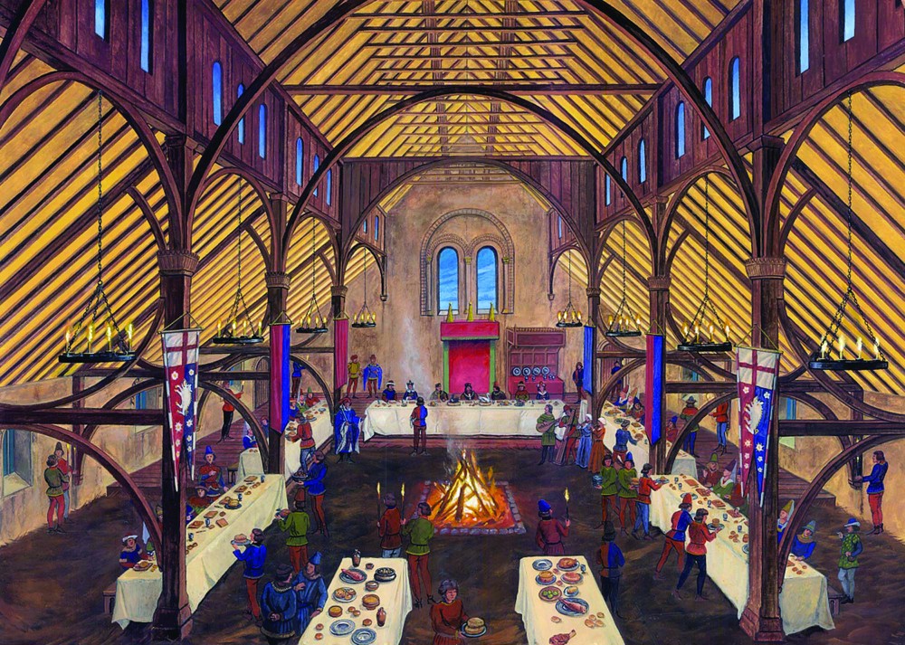  Artist impression of Richard III banqueting in Leicester Great Hall c1483, Graham Sumner