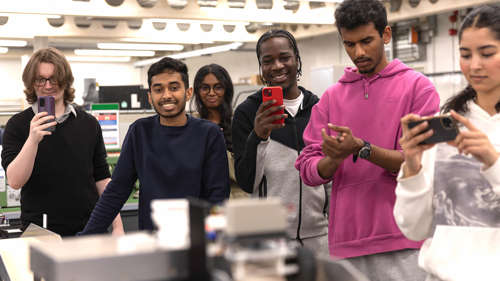 Images of students in the Electrical and Electronic Engineering facilities